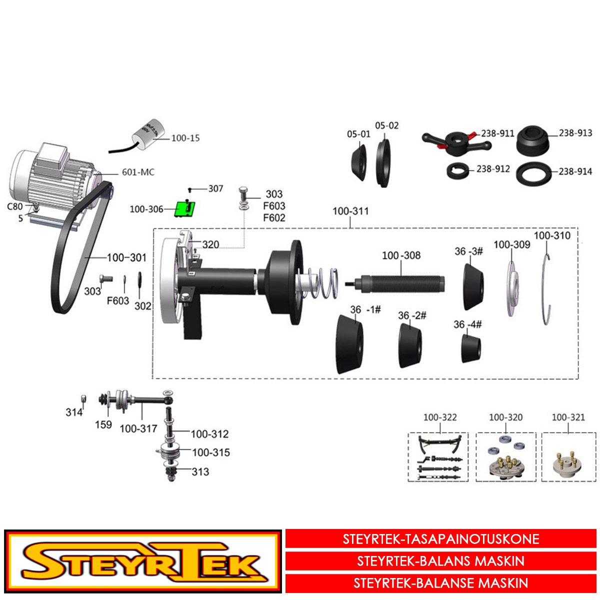 ST-1828B Akseli, moottori